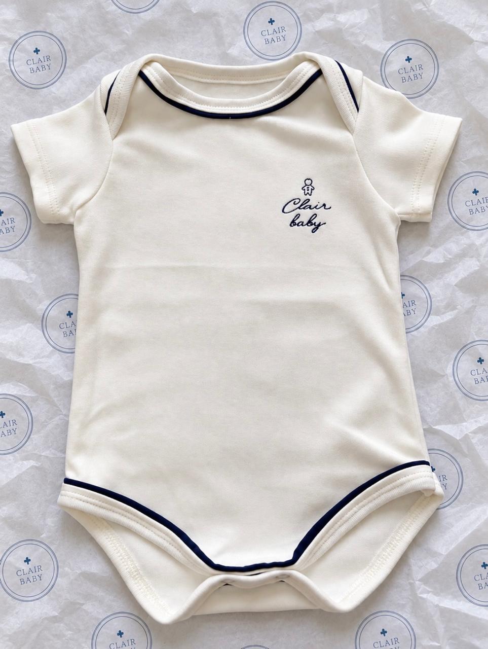 Body bicolor Clair Baby com detalhe marinho